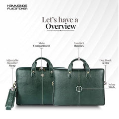 HAMMONDS FLYCATCHER Men Genuine Leather Office Bag - Laptop Bag - Padded Laptop Compartment, Fits 14 Inch Laptop - Adjustable Strap, 1 Year Warranty - Office, Travel, Daily Use - Brushwood, Brown