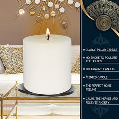 Pure Source India Paraffin Wax Scented Pillar Candles for Home Decor Smokeless & Dripless Candle (Rose - Red) Set of 3.