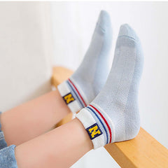 MOMISY 5 Pairs Girl Boys Tube Socks Toddlers Infant Solid Color Boat Spring and Autumn Socks Stretch Baby kids Sock (Symbol, 9 Year to 12 Year)