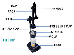 GONCHAK HUB Aluminium Hand Press Citrus Fruit Juicer, Manual Handpress and Cold Press Juicer and Squeezer for Fruits and Vegetables - Big (Made in India) (Black)