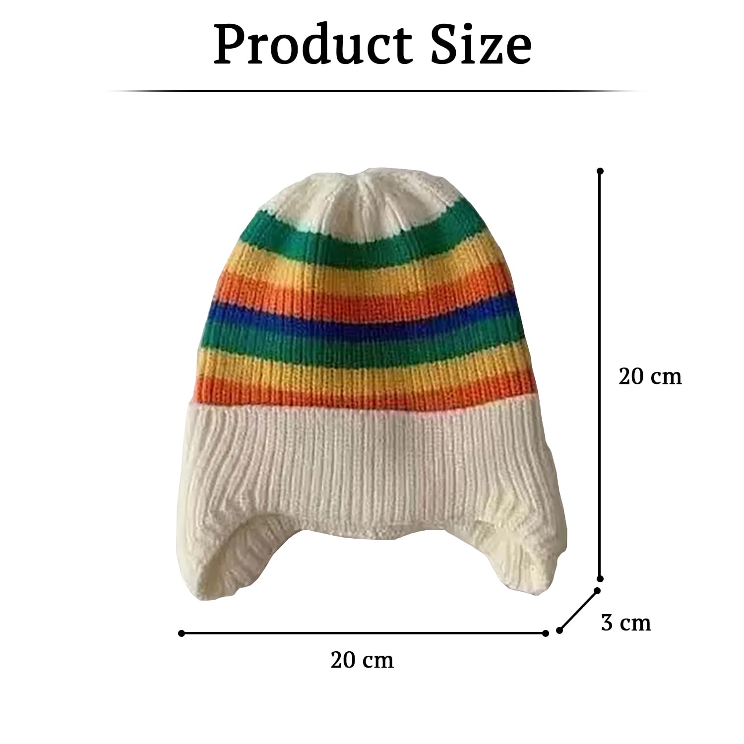 SYGA Baby Winter Cap 1-5 Years Wool Multi-Stripe Warm Knitted Hat with Ear Protection Rainbow hat [Beige]