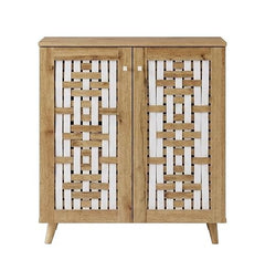 DeckUp Lyra Engineered Wood 2-Door Shoe Rack (Wotan Oak & White, Matte Finish)
