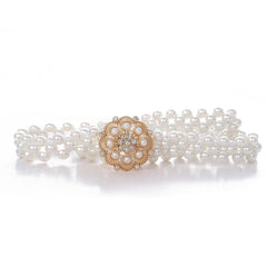 SYGA Pearl Adjustable Waist Belt with Hollowed Tassel Detail, Suitable Size for Waist 24-34 INCH