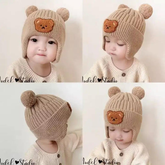 SYGA Winter Warm Ear Protection Knitted Cute Pompom Baby Hat (2-6Year)