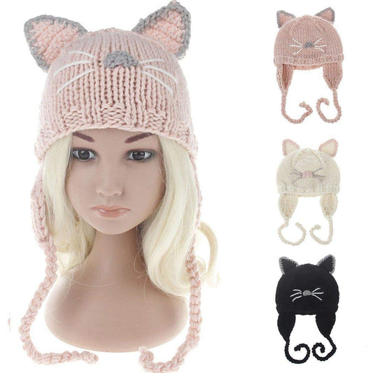 SYGA Unisex Winter Cap Cat Design for Ear proction 6-24 Month Baby Cap - Black