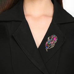 SYGA Fashion Creative Personality Crystal Glass Brooch Corsage Women's Clothing Accessories (AL222A-Pink)