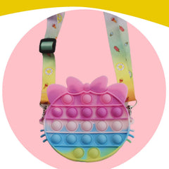 SYGA Children Pop It Fidget Silicone Bag Kids Push Popper Educational Decompression Bubble Shoulder Bag (Single Color)
