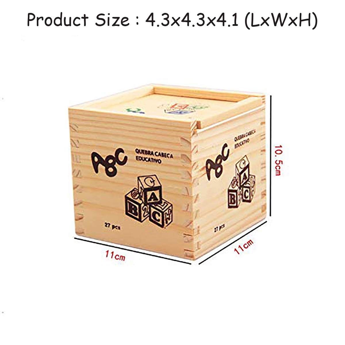 Syga 27 PCS Wooden Blocks for Toddlers 1-3 Large, 26 Alphabet Number Animals Wood Blocks Puzzle Games for Babies, Montessori Learning Blocks for Toddlers 3-5 in a Box Storage case