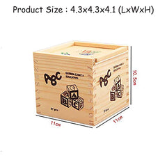 Syga 27 PCS Wooden Blocks for Toddlers 1-3 Large, 26 Alphabet Number Animals Wood Blocks Puzzle Games for Babies, Montessori Learning Blocks for Toddlers 3-5 in a Box Storage case