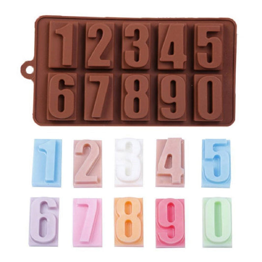 SYGA Silicone 0 to 9 Digit Chocolate Jelly Candy Mold (Brown)
