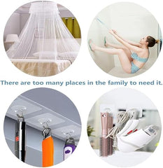 AMIQUS 10 Pcs Hevy Duty Self Adhesive Hook for Hanging Kitchen Item and Other Stainless Steel, Gold Waterproof, Strong Towels, Keys, Utensils,Robes Double-Sided Transparent (Double Claw V Shape)