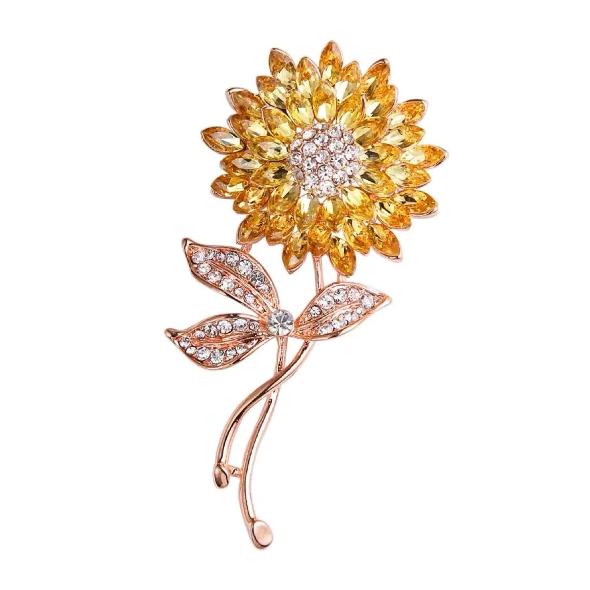 SYGA Brooch Pin Fashion Crystal Rhinestone Jewellery Pin Vintage Clothing Accessories Decoration Pearl Sunflower Brooches For Women- S233