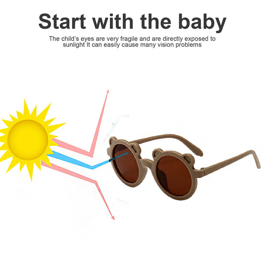 SYGA Kids Goggles, UV Protection Eyewears with Round Shape Monkey Style, Suitable for Age 3 to 8 Years - Beige