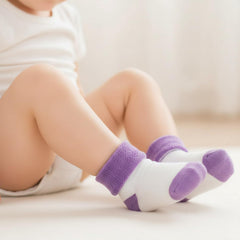 MOMISY 5 Pairs Baby Girl Boys Tube ankle Socks for Baby Girl BoysToddlers Infant kids (Purple, 0 Months to 6 Months)