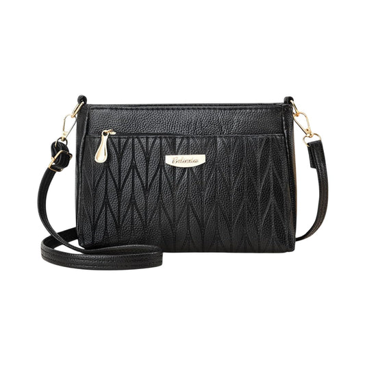 MOMISY Shoulder Sling Bag with Long Strap for Women Zipper Closure Handbags Multipurpose Crossbody Purse Ladies (Black Leaves) Size: 24 * 15 * 10cm