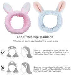 MOMISY Elastic Lovely Hair Band Wash Face Spa Headband-Washable Facial Band Makeup Wrap Headbands Fits All Head Sizes for Women (Pink White)