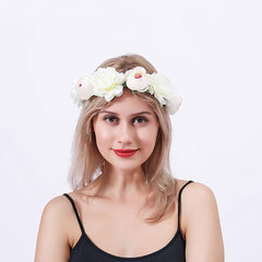 SYGA Women Silk Rose Floral Crown Hair Wreath Leave Flower Headband Tiara with Adjustable Ribbon for Girls, Pack of 1 - Blue