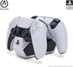 PowerA Twin Charging Station For PS5 Dualsense & Dualsense Edge Wireless Controllers,AC Adaptor Included,With LED Indicator,Vertical Dual Controller Fast Charging Dock (Officially Licensed),White
