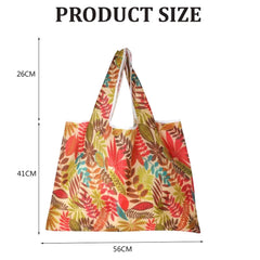 MOMISY Designer Pattern Reusable and Foldable Shopping Bag/Tote Hand bag/Travel Bag/Grocery Bag | Heavy Duty, Eco Friendly | Compact, Lightweight and Convenient (Leaves Beige)