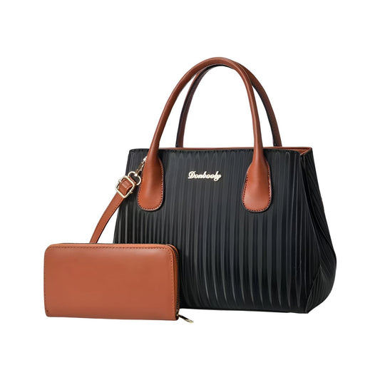 SYGA Pack of 2 Women's Handbag and Clutch Set Stylish Contrast Color Shoulder & Messenger Bag | Elegant Macaron Stitching Design