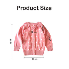 MOMISY Baby Girls Kids Children Infant Winter Sweater Jacket Front Button Open Cardigan-Polka Dots (4 to 5 Year, Light Pink)