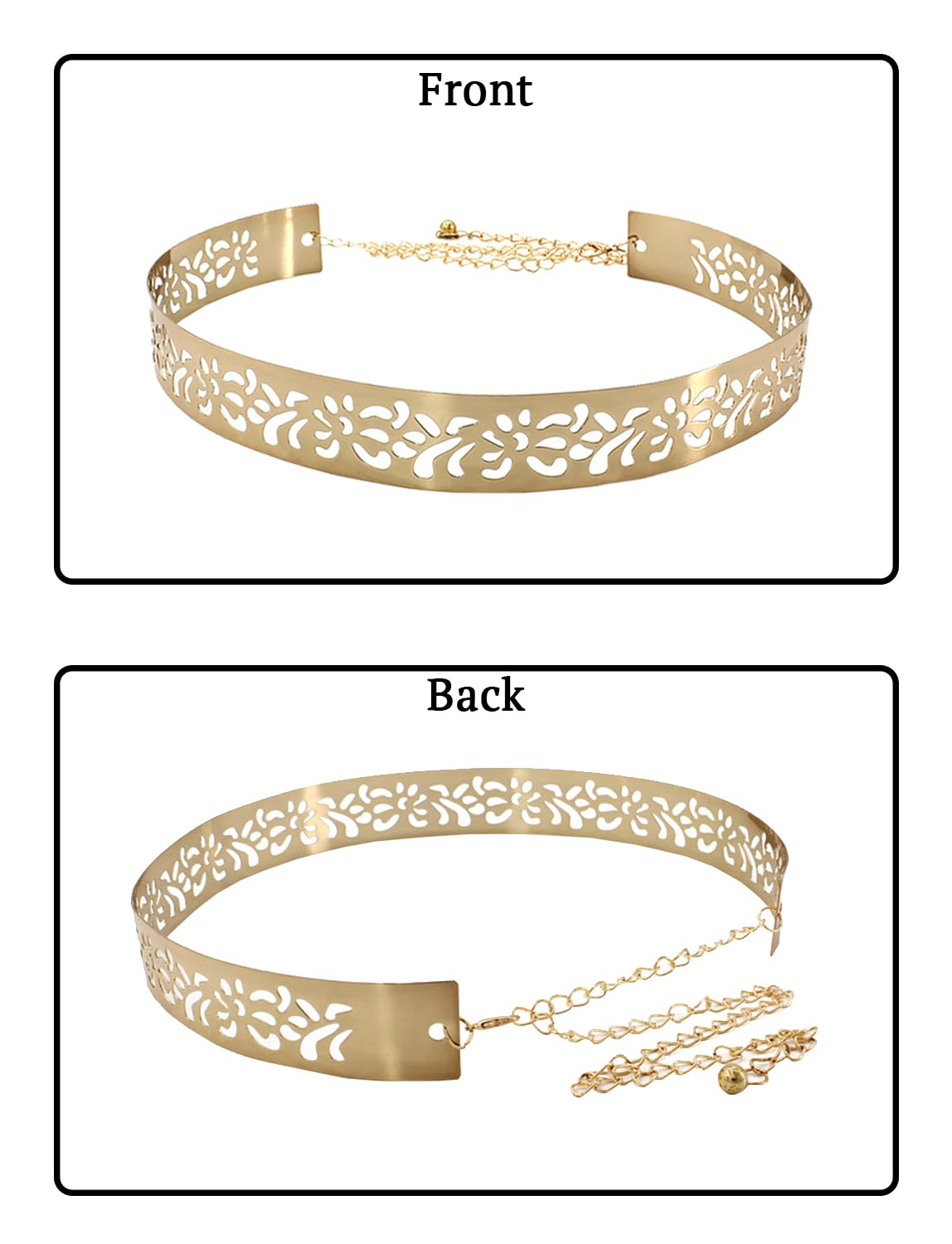 SYGA Women's Waist Chain, Iron Girdle, Women's Skirts,Dresses Versatile Metal Wide Accessories(wp191-5 gold)