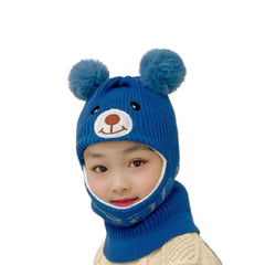 MOMISY Accessories Winter Soft Woolen Monkey Cap with Velvet Lining for Baby Boys Girls Kids, Infant, Toddler- 2-6years, Pack of 1-Bear (in, Age, 2 Years, 6 Years, Blue)
