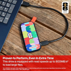 SANDISK 1TB Portable SSD, 800MB/s R, FIFA World Cup 2026 Edition, Rugged SSD with Upto 2 Meter Drop Protection, Type-C to Type-A Cable, PC & Mac Compatible, 3 Y Warranty, External SSD