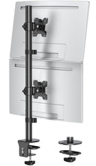 MOUNTUP Dual Monitor Stand, Vertical Mount for 2 Max 32 inch Stack Screen Monitors, Height Adjustable, Swivel, Tilt Monitor Desk Mount with C Clamp Grommet Base, MU3004