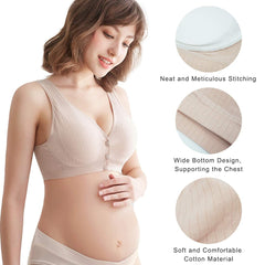 Momisy Women's Cotton Lightly Padded Wire Free Maternity Bra Peach