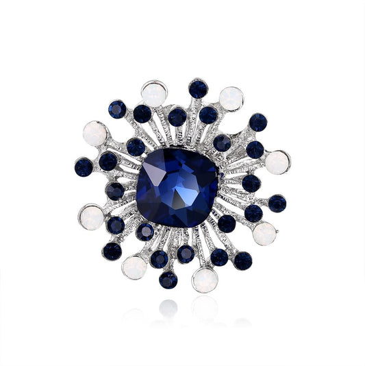 SYGA Brooch Pin Fashion Crystal Rhinestone Jewellery Pin Vintage Clothing Accessories Decoration Blue Diamond Brooches For Women- S260