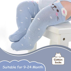 SYGA Baby Spring And Autumn Combed Cotton Long Tube Knee-High Baby Socks Autumn And Winter Suitable Age for 9M - 24M