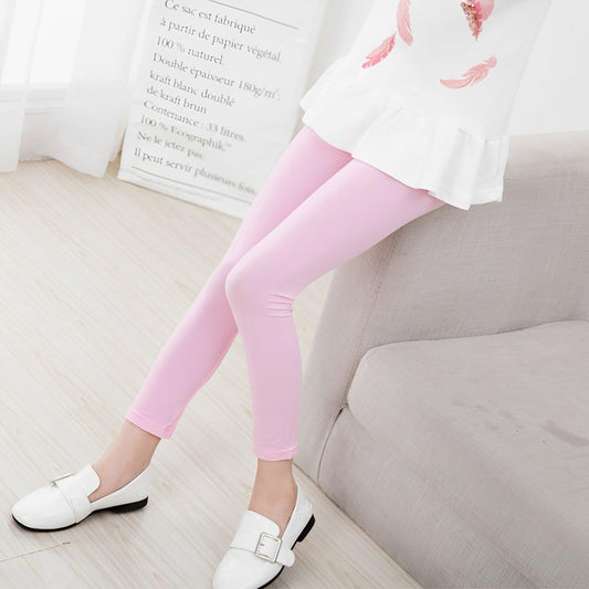 SYGA Girls Leggings, Soft & Stretchable Cotton Infant Toddler Leggings, Suitable for All Seasons, Size 11-12 Years(Pink)