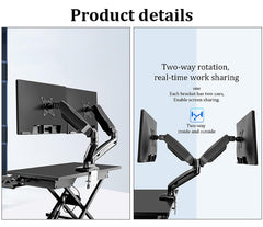SYGA Monitor Stand Arm Desk Mount Fully Height Adjustable Bracket with C-Clamp & Gronment 180 Tilt Rotation Supports 13 to 27 Inch Monitors and TV - Dual Mobile Base
