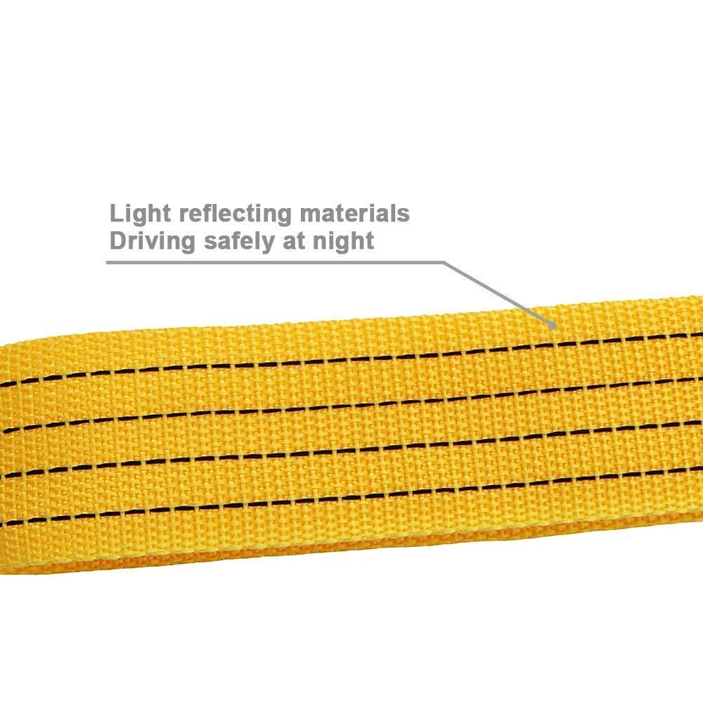 Syga Metal, Nylon Emergency Rope car Traction Rope Load Bearing 3 tons Trailer with Off-Road Trailer Hook, 3 m (Medium, Yellow)