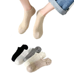 MOMISY Women's Cotton Blend Low Ankle Boat No Show Loafer Socks-Multicolor-Free Size-Pack of 5 (IN, Alpha, Free Size, Chain)