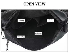 SYGA soft leather women's bag shoulder messenger bag fashion casual(Black)