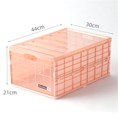 SYGA Large Storage Box Plastic Foldable Transparent Belt Cover Clothes Toy Book Snack Size Finishing Box(Pink)
