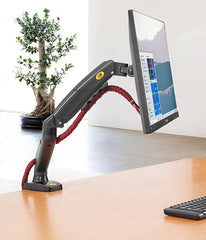Gas Spring Monitor Arm Mount, Height Adjustable up to 26 cm, VESA 75x75/100x100 Compatible, 9 kg Weight Capacity, 360° Rotation F80 (Black)