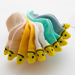 MOMISY 5 Pairs Baby Girl Boys Tube Socks Toddlers Infant Solid Color Boat Spring and Autumn Socks Stretch Baby Sock - Multicolor (Net Smiley, 4 year to 6 year)