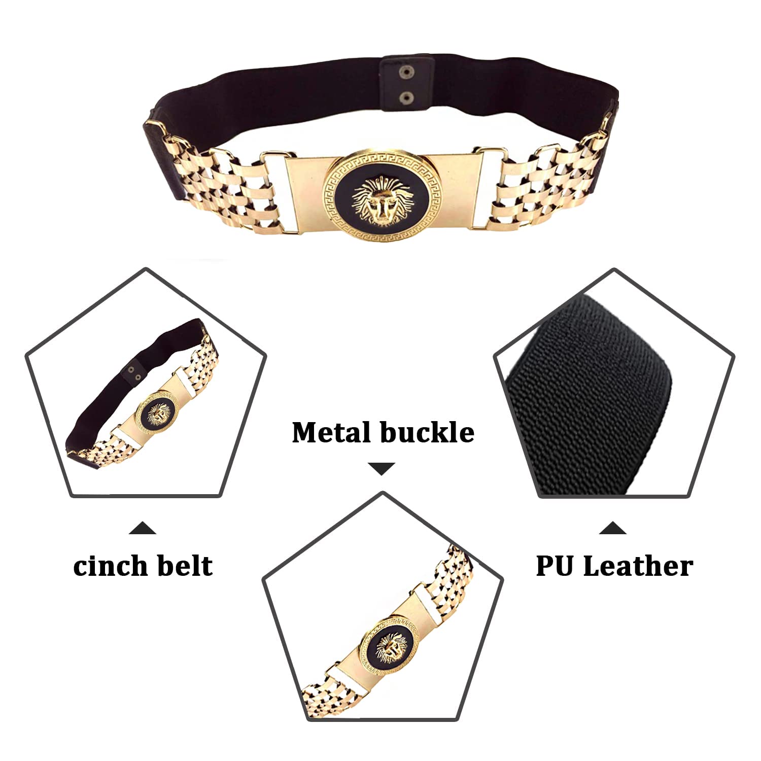 Syga Women's Faux Leather Waist Belt (Pack Of 1) (SYGA_Black)