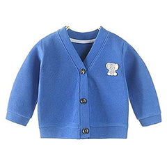 MOMISY Cotton Blend Baby Boy & Girls Sweater Jacket Front Open V Neck Cardigan-6 Months to 4 Years, Blue Green Pink Yellow (Blue, 3-4 Years)