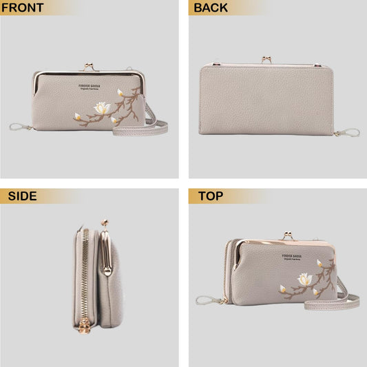 MOMISY Multi-Function Crossbody Bags for Women Mobile Purse Cell Phone Pouch with Adjustable Wide Strap Holder Pocket Small Purse Wallets Sling Bag Mini Shoulder Bags for Ladies Girls (Grey)