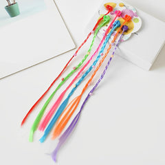 SYGA Girls Braided Wigs, Colorful Hair Accessories, Braided Hair Clips (Gripper beads Flower)