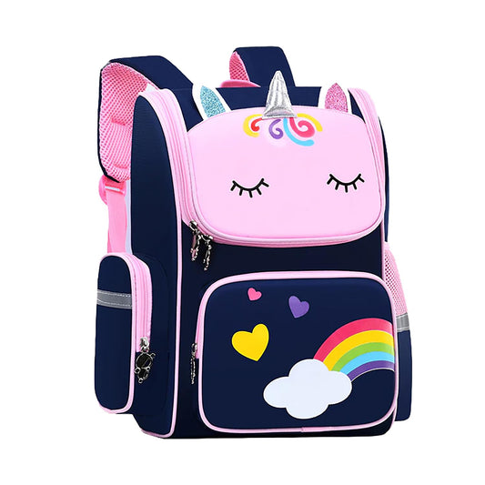 SYGA Kids, Lightweight Schoolbag, Breathable, waterproof, Monster Design Backpack for Primary School Student (Pink & Blue)