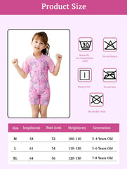SYGA Children's Swimsuits for Girls Horse with Flowers and Stars-M Size Perfect for Kids Age 3-4 Years Old (Pink)