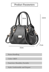 SYGA Women's Bags Soft Leather Middle-Aged And Elderly Women's Bags Single Shoulder Crossbody Bag(Grey)