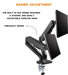 SYGA Monitor Stand Arm Desk Mount Fully Height Adjustable Bracket with C-Clamp & Gronment 180 Tilt Rotation Supports 16 to 31 Inch Monitors and TV (DualArm Black)