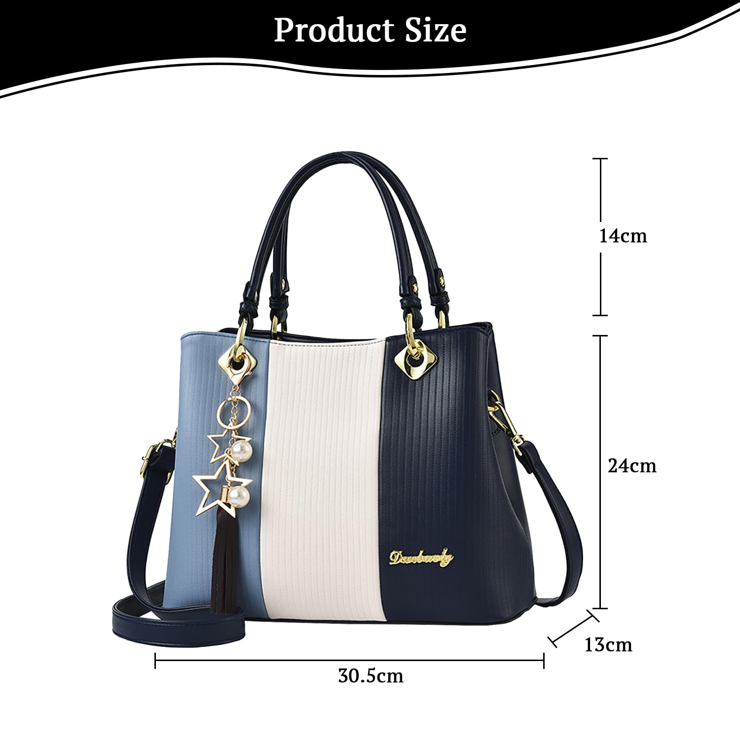 SYGA Handbags for Women with Multiple Internal Pockets in Pretty Color Combination, Women's Satchel Handbag(NAVY BLUE)