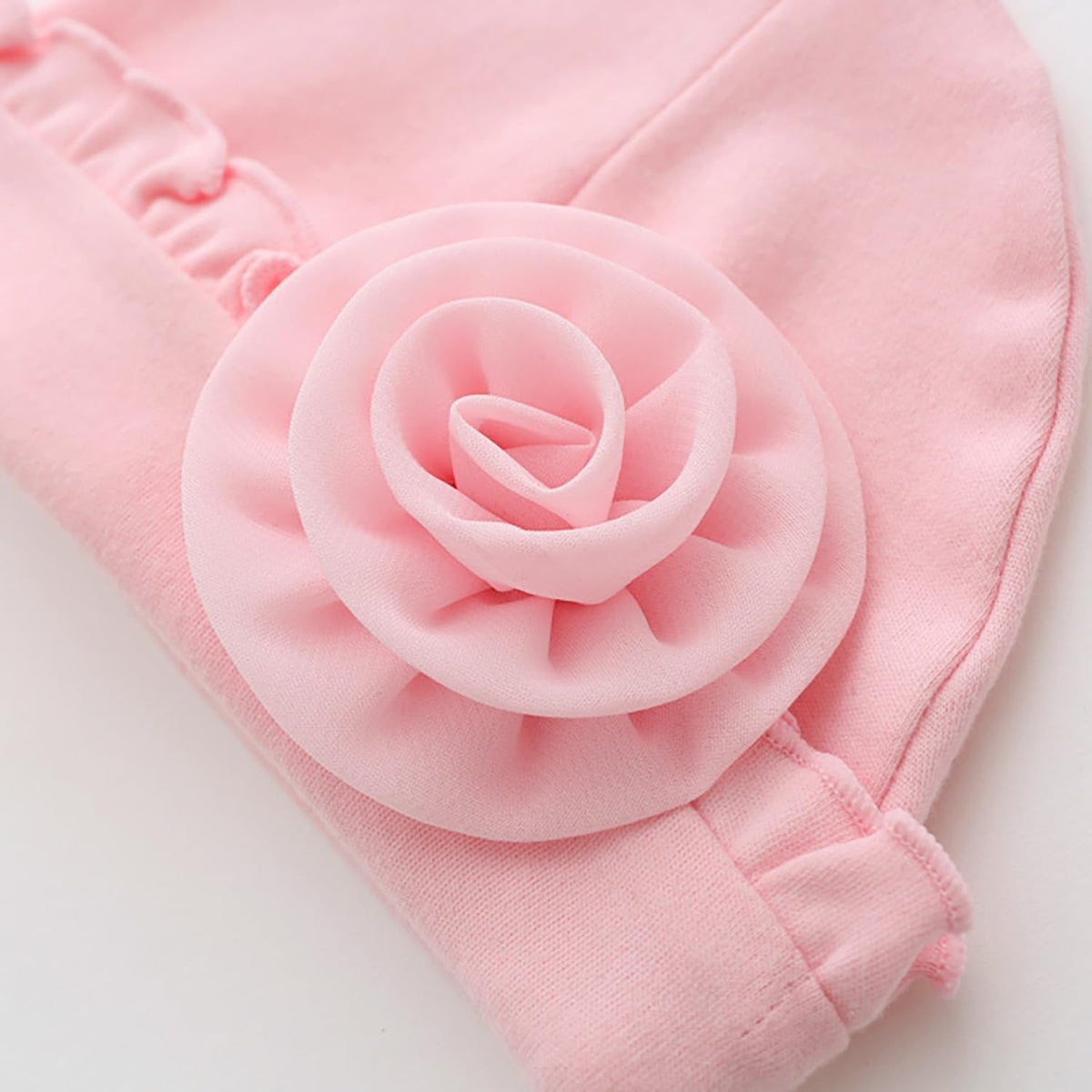 SYGA Baby Girls Cotton Flower Beanie Cap for Your Little Princess Suitable for 0-1 Year Old Baby (Pink)